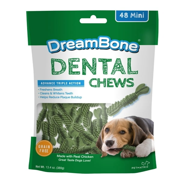 DreamBone Dental Chews with Real Chicken Dog Treats, Mini, 13.4 Oz. (48