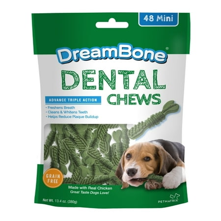DreamBone Dental Chews with Real Chicken Dog Treats, Mini, 13.4 Oz. (48 Count)