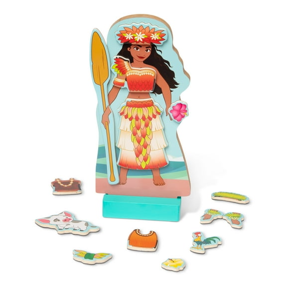Melissa & Doug Disney Princess Moana Magnetic Dress-Up Wooden Doll Pretend Play Set (30  pcs)