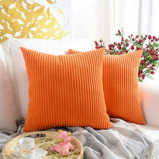 Meekio Set of 2 Burnt Orange Pillow Covers 18 x 18 Inch Decorative Throw Pillow  Covers Linen Cushion Covers for Sofa Couch Décor
