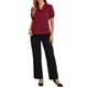 thumbnail image 2 of CAMISA DE MUJER CON CUELLO INSPIRE CHIC, BOTONES EN LA PARTE FRONTAL, MANGAS CORTAS, PARA TRABAJO, COLOR ROJO VINO, 2 of 5
