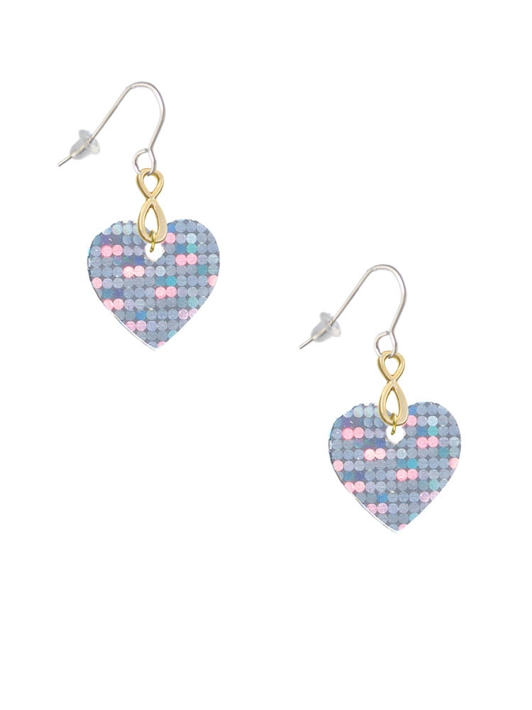 Delight Jewelry Acrylic Small Hologram Heart Gold Tone Infinity French Earrings