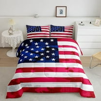 American Flag Bedding Set Camouflage USA Flag Comforter Set Army Camo Flag Comforter Blue Red White Stars Comforter for All Season Room Decor Twin Size