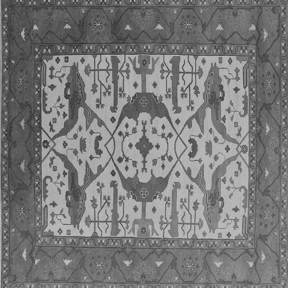 Ahgly Company Indoor Square Oriental Gray Industrial Area Rugs, 6' Square