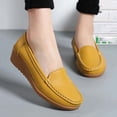 thumbnail image 2 of Viluyesy Womens Wedge Loafers, Soft Sole Round Toe Comfortable Fashion Casual Work Walking Shoes Yellow, 2 of 9