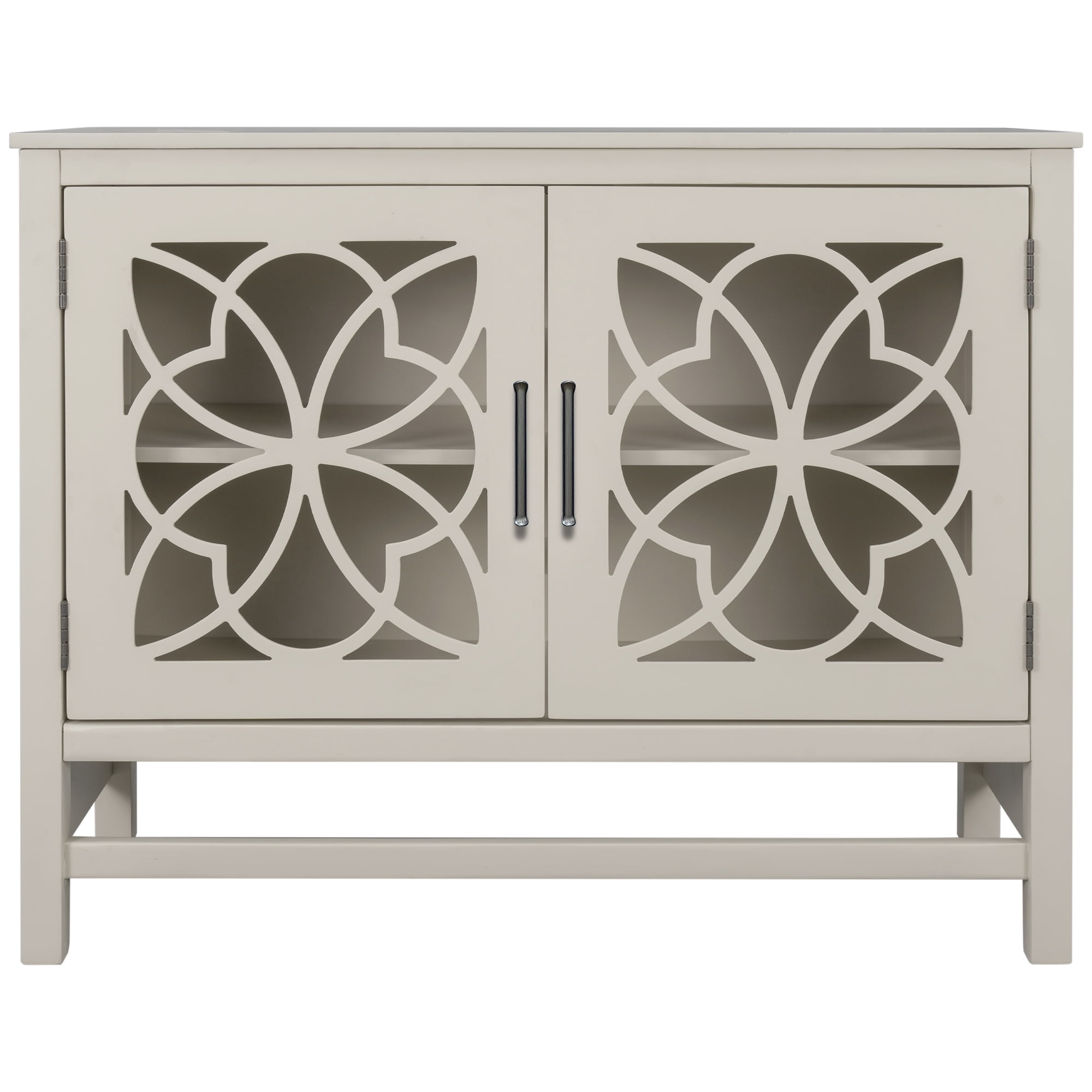 Aukfa Wood Sideboard Buffet Cabinet with Doors and Adjustable Shelf, Cream White