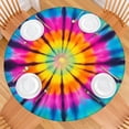 thumbnail image 2 of Rainbow Tie Dye Mandala Pattern Round Fitted Tablecloth with Elastic Edge,Dining Table Cover Waterproof,Outdoor Round Tablecloth for Camping,Dining,Indoor and Outdoor, 2 of 7