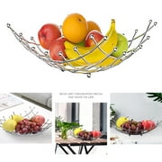 iPstyle Fruit Basket Countertop Fruit Bowl Holder Chrome Silver Metal Wire