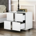 thumbnail image 2 of Mirrored Nightstand - 23.3" Wide 2-Drawer Bedside Table with Metal Handles, 90lb Capacity, 2 of 9