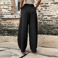 thumbnail image 3 of Womens Solid Color Casual Pants Trousers Elastic Waist Pockets Wide Leg Trousers, 3 of 4