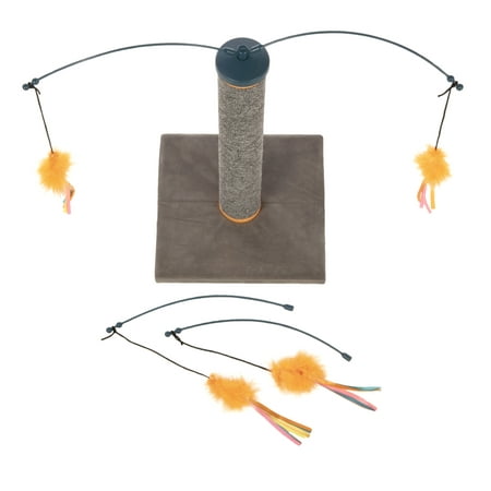 UPC: 0786306091538 | SmartyKat Scratch  N Spin Carpet Scratching Post with Spinning Wand Toys for Cats & Kittens  Includes 2 Extra Wands  Interactive & Engaging Play  Durable & Long Lasting – Gray  One Size