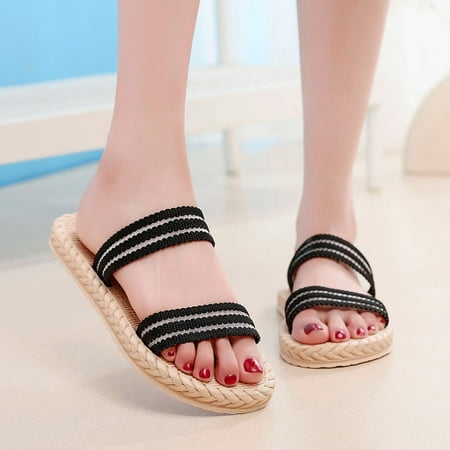

〖Yilirongyumm〗 Black 37 Slippers For Women Ladies Shoes Summer Fashion Beach Slippers Platform Soft Sole Flat Slippers