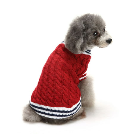 Strips Dog Clothes Clothing Puppy Cat Shirt Winter Sweater Costume Coat Apparel Extra Small XS (Gift for Pet)