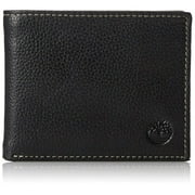 Timberland Genuine Grain Leather Stitch Bifold Core Sportz Passcase Wallet (Black)