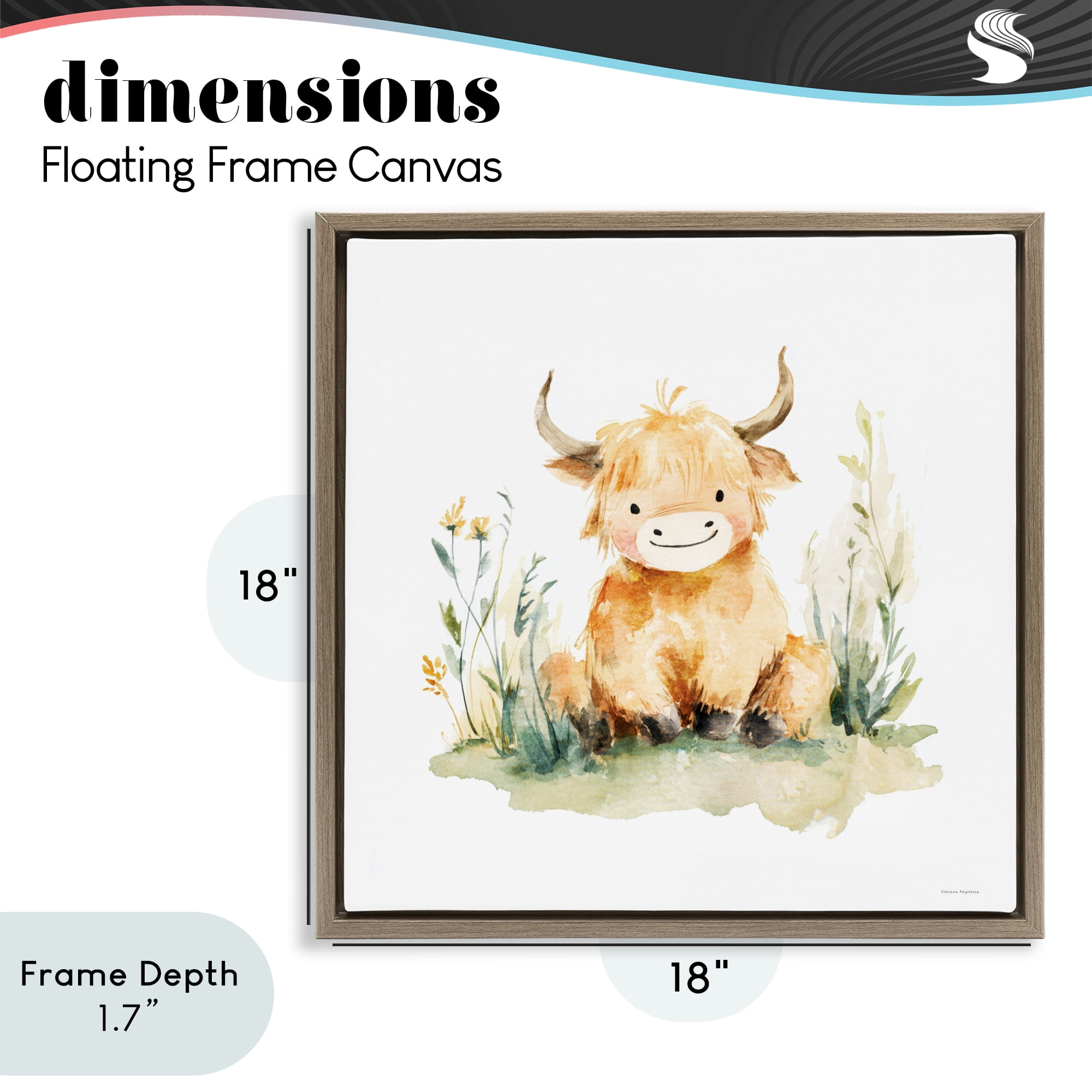 Stupell Industries Little Highland Calf Brown Framed Floater Canvas Wall Art, design by Svetlana Aleynikova