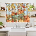 thumbnail image 2 of Orange Fall Pumpkins Kitchen Curtains 72 Inch Length, Thanksgiving Botanical Blue Grommet Top Bedroom Living Room Curtains, Light Filtering Cafe Curtain Drapes 2 Panels Set 104''x72'', 2 of 8