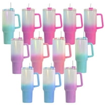 40oz sublimation tumbler with handle Holographic Gradient tumblers stainless steel insulated mug for Tumbler Heat Press 12 Pack