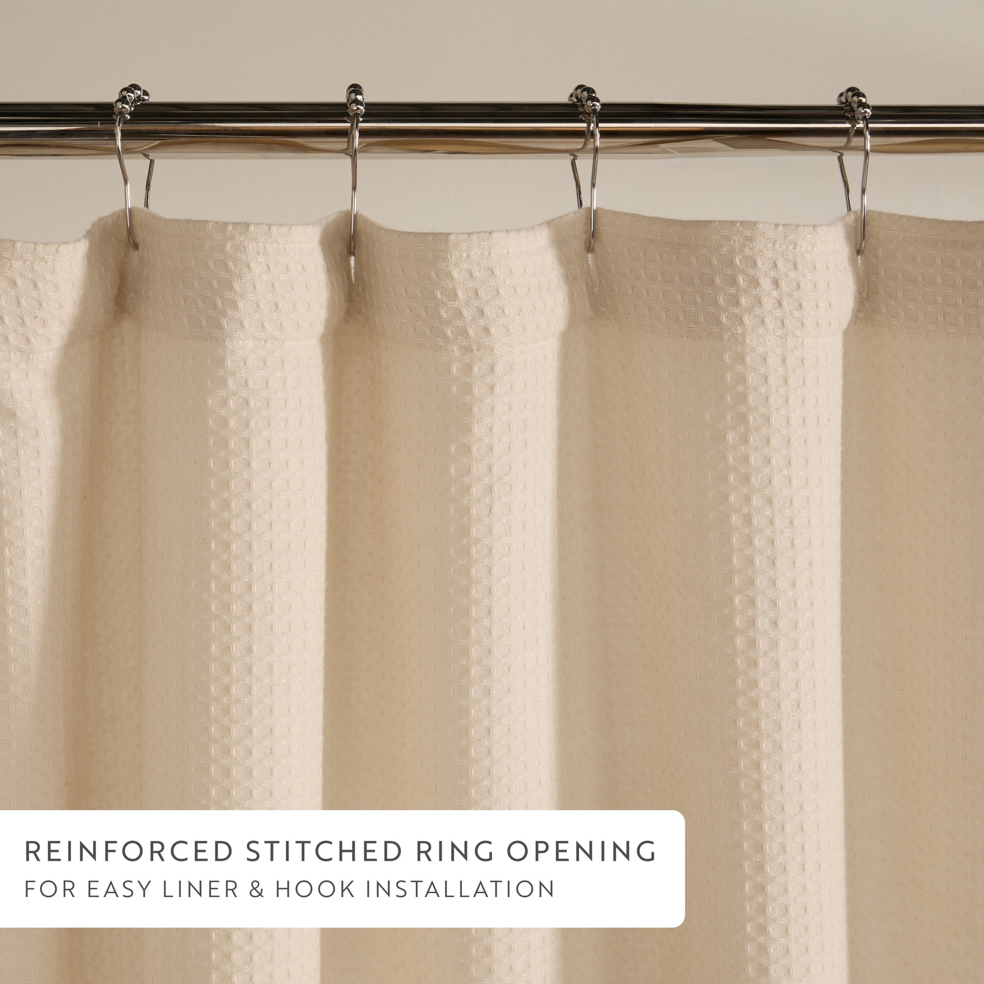 Cotton Blend Waffle Shower Curtain by Comfort Canopy, 72" x 72", Natural