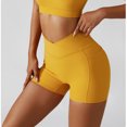 thumbnail image 6 of IBTOM CASTLE Women Workout Sets 2 Piece Seamless Ribbed Tank Top Sport Bra + High Waist Biker Shorts Gym Yoga Exercise Outfits XL Yellow-Square Neck, 6 of 7