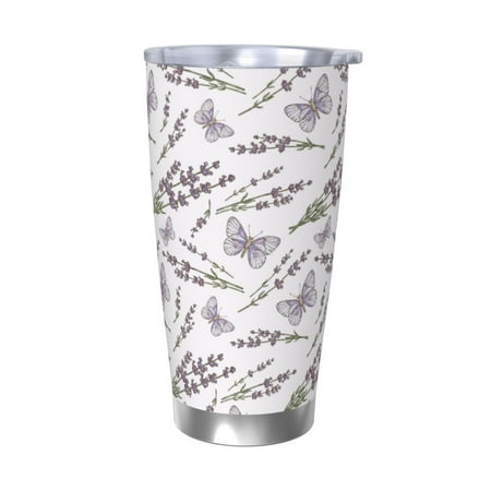 

Matuu Lavender And Butterfly for 20oz Durable Thermal Cups Keep Drinks Cold and Hot Insulated Car Mug with Lid-Without Straw