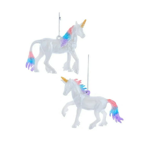 Set of 2 White & Pastel UNICORN Christmas Ornaments, by Kurt Adler
