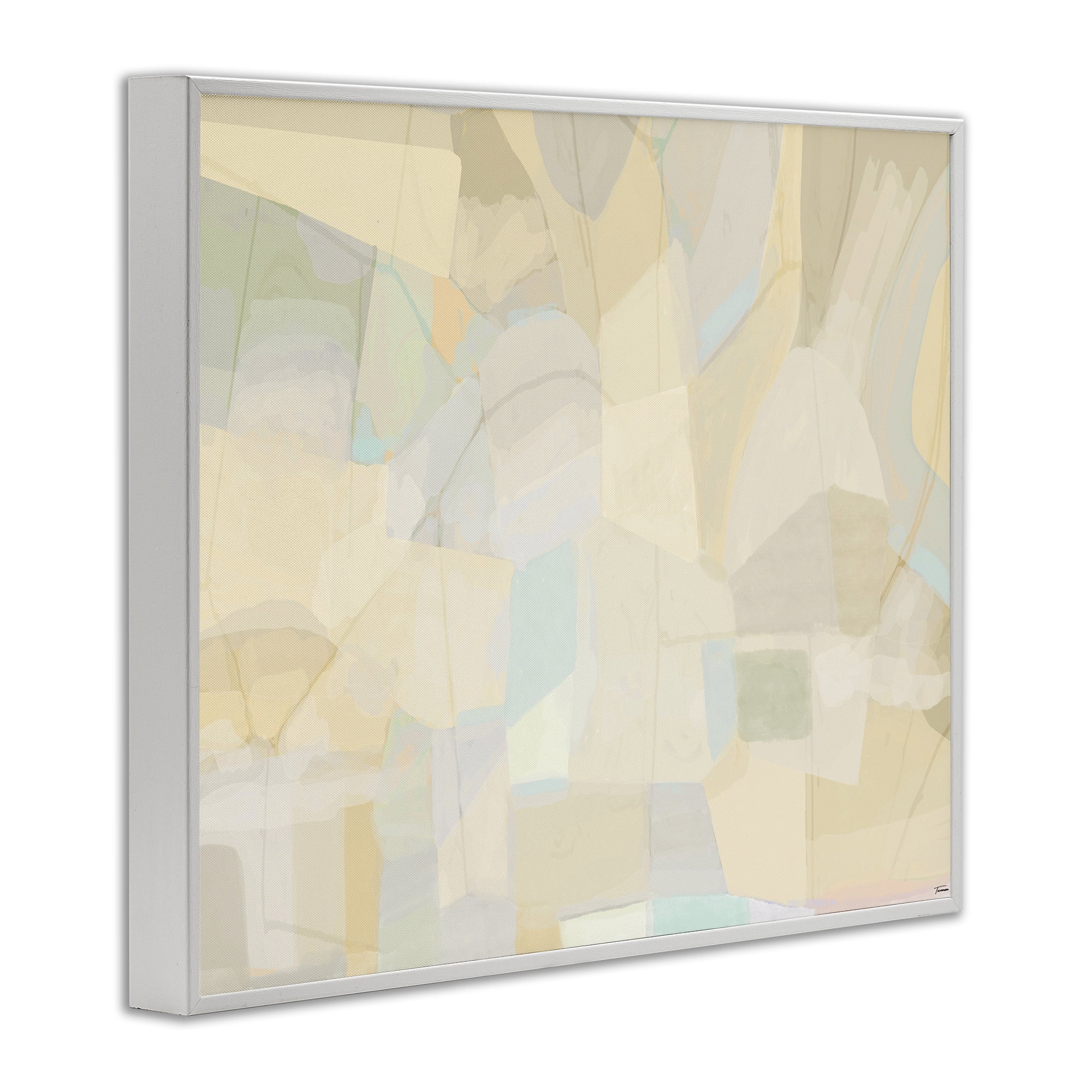Stupell Industries Neutral Geometric Pattern Abstract Painting White Framed Art Print Wall Art, 30 x 24