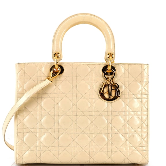 Pre-Owned Vintage Lady Dior Bag Cannage Quilt Lambskin Large By Rebag
