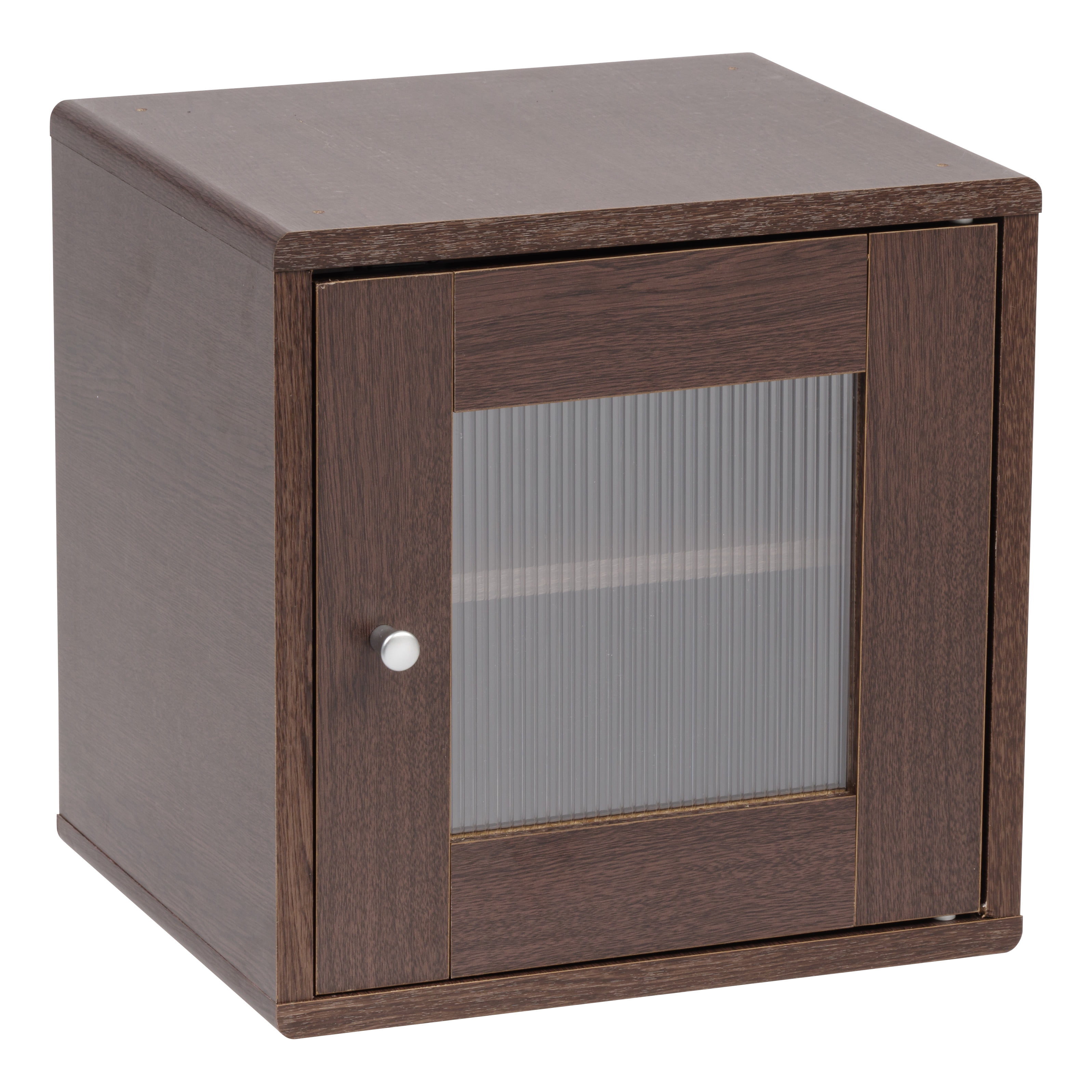 IRIS Wood Storage Cube with Window Door, Brown Oak, Kuda Series