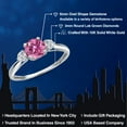 thumbnail image 2 of Gem Stone King 10K White Gold Pink Moissanite and Lab Grown Diamond 3-Stone Ring for Women | 1.02 Cttw | Round 6MM | Gemstone Birthstone | Size 7, 2 of 6