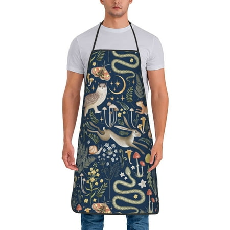

Tideii Retro Forest Animals for Tie-up Apron Unisex Waterproof and Stain-Resistant Bib Apron for Kitchen Garden Painting