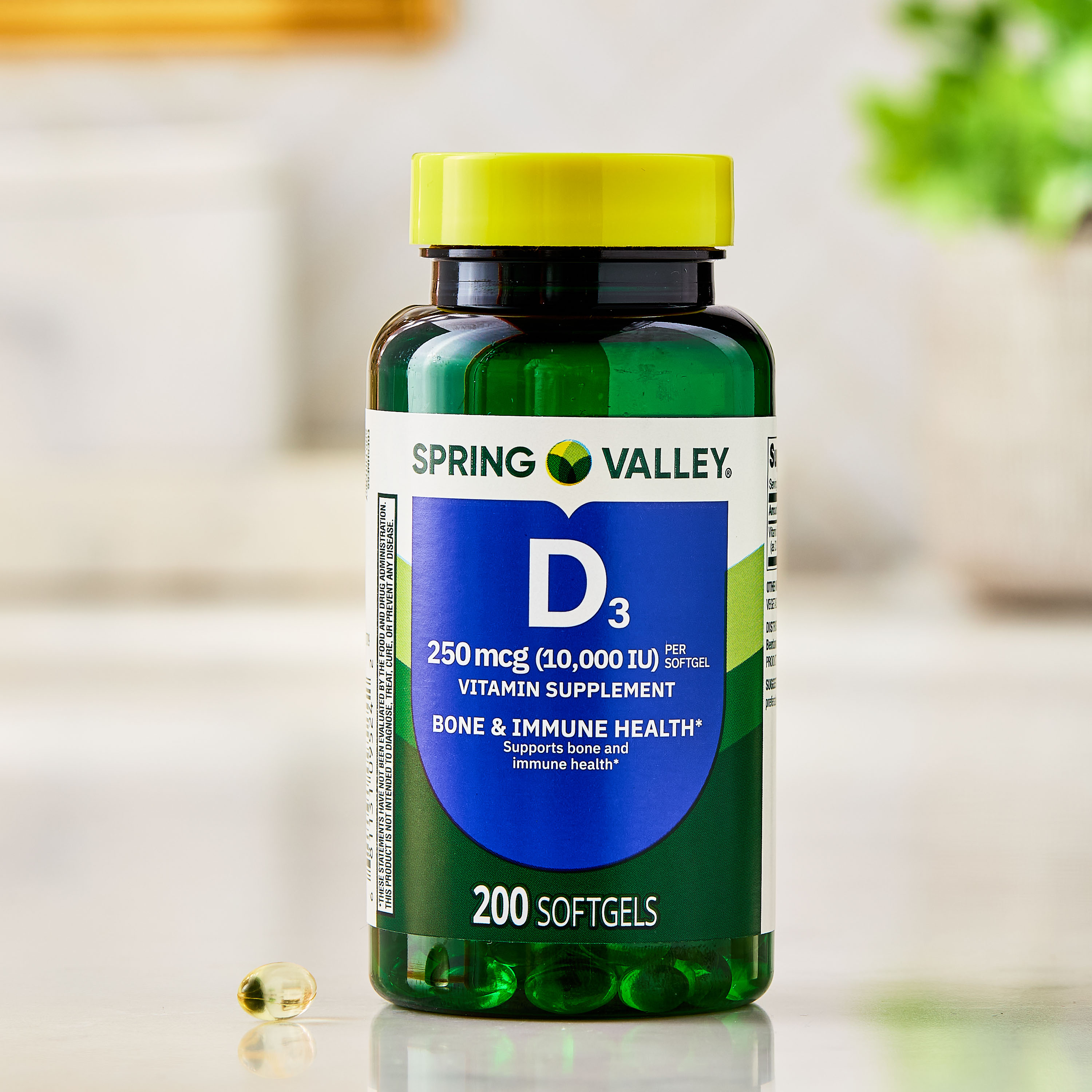 Softgels de Vitamina D3 de Spring Valley, 250 mcg (10,000 UI), 200 Unidades, Suplemento para la Salud Ósea e Inmune 6