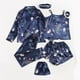 thumbnail image 5 of Gibobby camisón y Pijamas para mujer, conjunto de 7 piezas, pijamas para mujer, pijamas de talla grande para mujer, pijamas informales, pantalones cortos con tirantes de encaje para mujer (Blue, M), 5 of 5