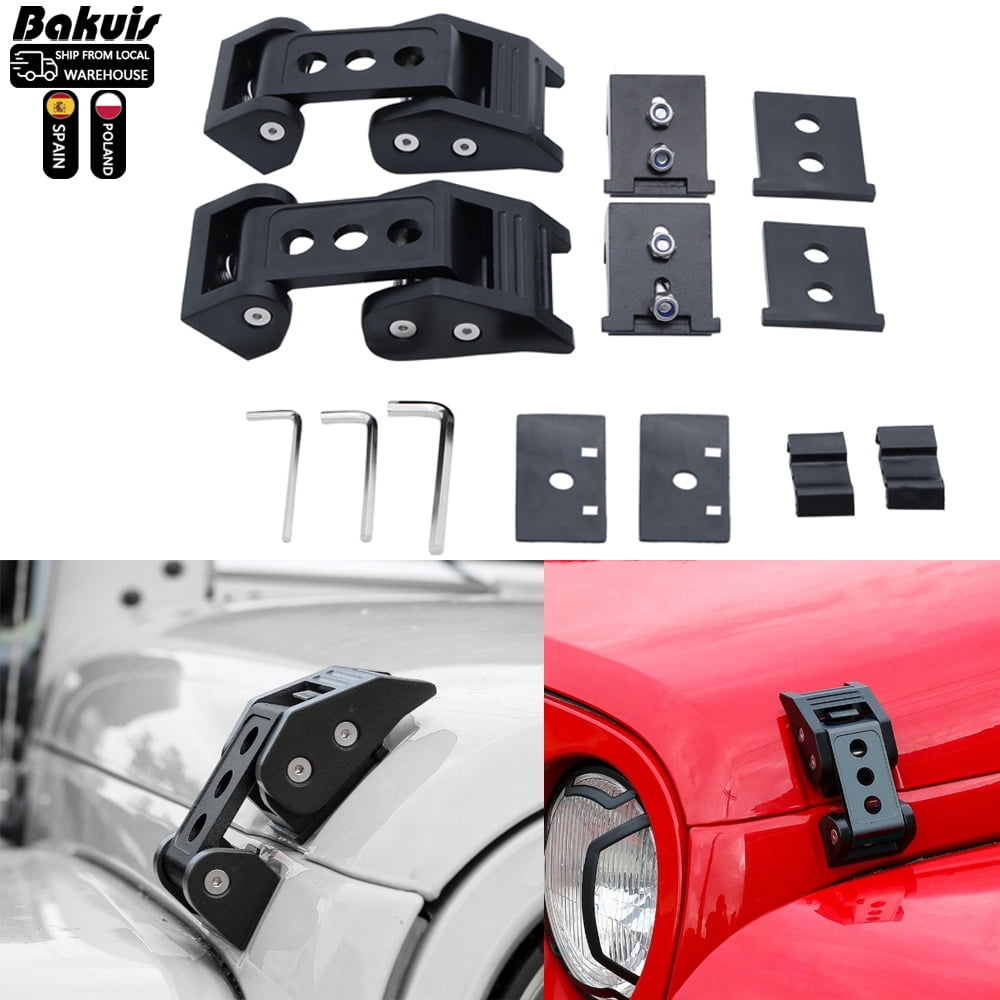 Black-Car Engine Lock Hood Latch, Accessory for Jeep Wrangler JK 2007-2018 JL JLU Gladiator JT 2018 2019 2020 2021, 2 Pieces