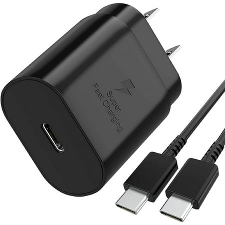 25W Super Fast Phone Charger for ZTE GABB Z2 Type C Wall Charger with 3ft USBC to USBC Fast Charging Cable - Black