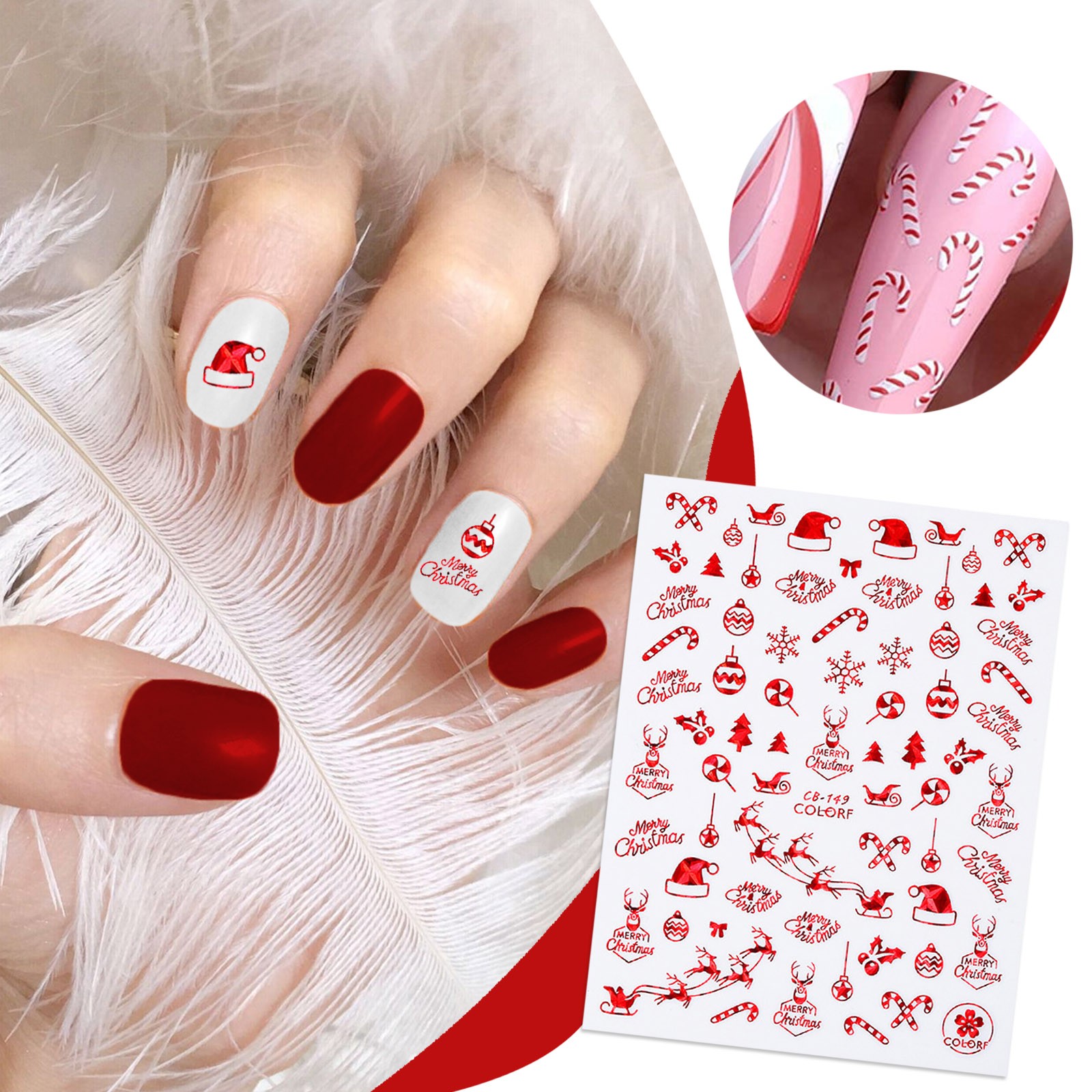 Handmade Christmas Sweater Nail Art Stickers - 22 Piece Water Decal Set For Festive Holiday Nails - A1363