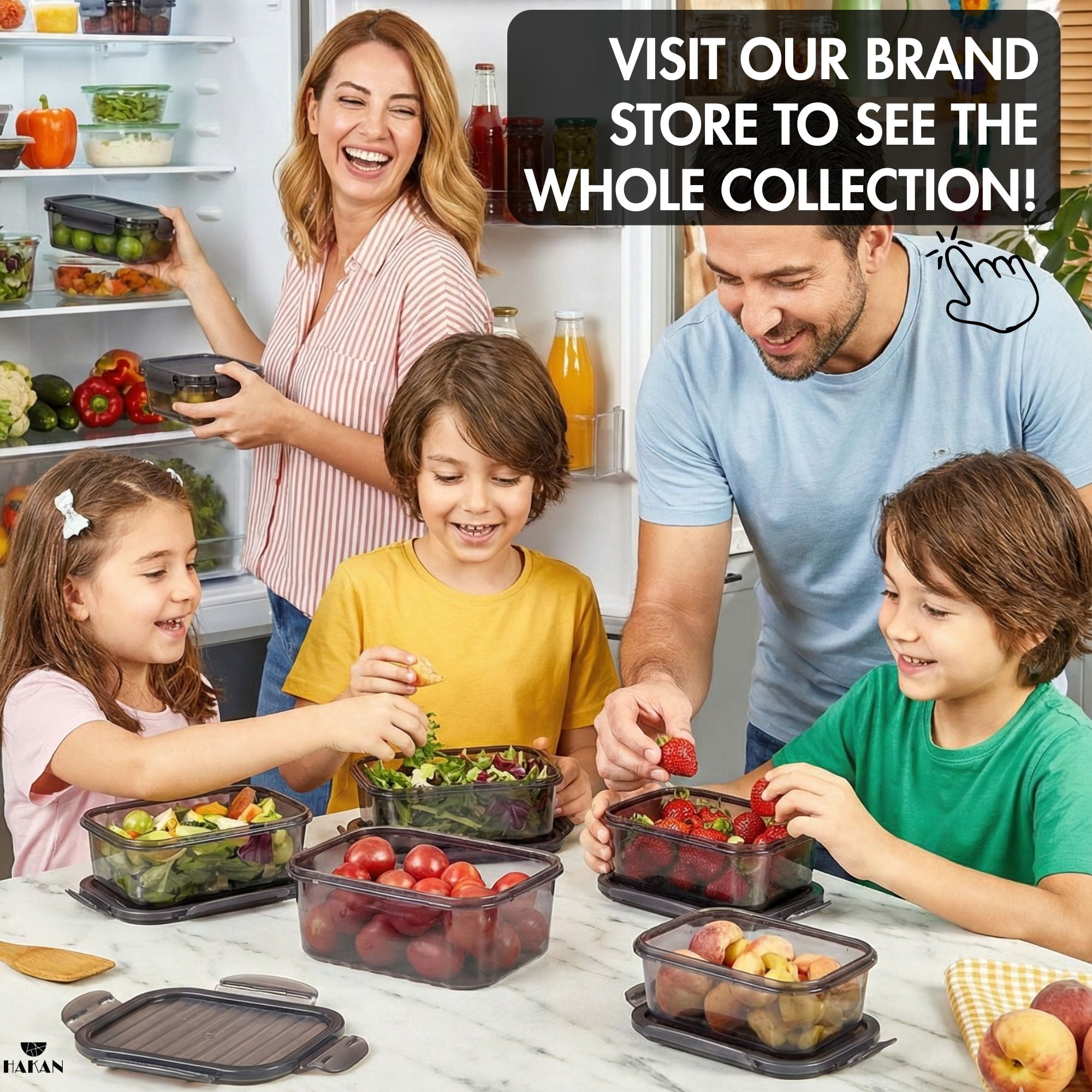 6-Pack Food Storage Containers, Airtight Locking Lids, Stackable Leakproof Prep Boxes, Clear Black