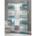 thumbnail image 4 of Blue Gray Stripes Sheer Curtains 108 Inch Length 2 Panels Set Window Treatments, Watercolor Modern Abstract Minimalist Rod Pocket Semi Curtains for Living Room/Bedroom/Kitchen Décor, 104"W x 108"L, 4 of 7