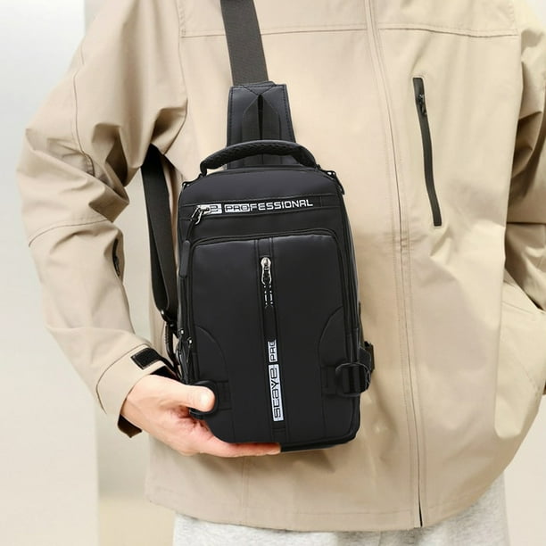 Bolso Bandolera Bordado, Mochila Resistente Al Agua, Mochila De Gran Capacidad, Puerto De Datos Para Teléfono, Bolso Para Portátil, Confección En Poliéster Duradero.