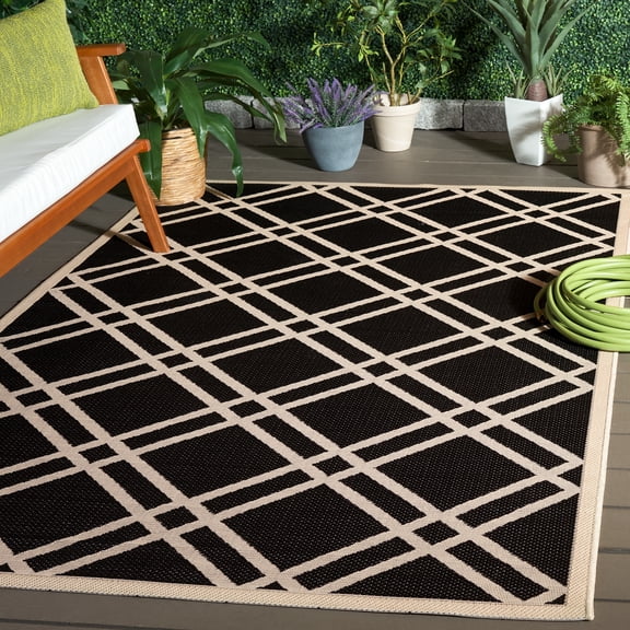 Safavieh Courtyard Jasper Geometric Indoor/Outdoor Area Rug, Black/Beige, 2'7" x 5'