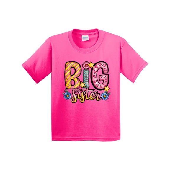 Inktastic Big Sister Flower and Hearts Youth T-Shirt