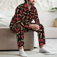 thumbnail image 7 of Fotbe Red gold heart Pattern Long Sleeve Pajama Set for Men,Sleepwear Set,2-piece Loungewear Set,Soft PJs Comfy Nightwear with Pockets-X-Large, 7 of 7