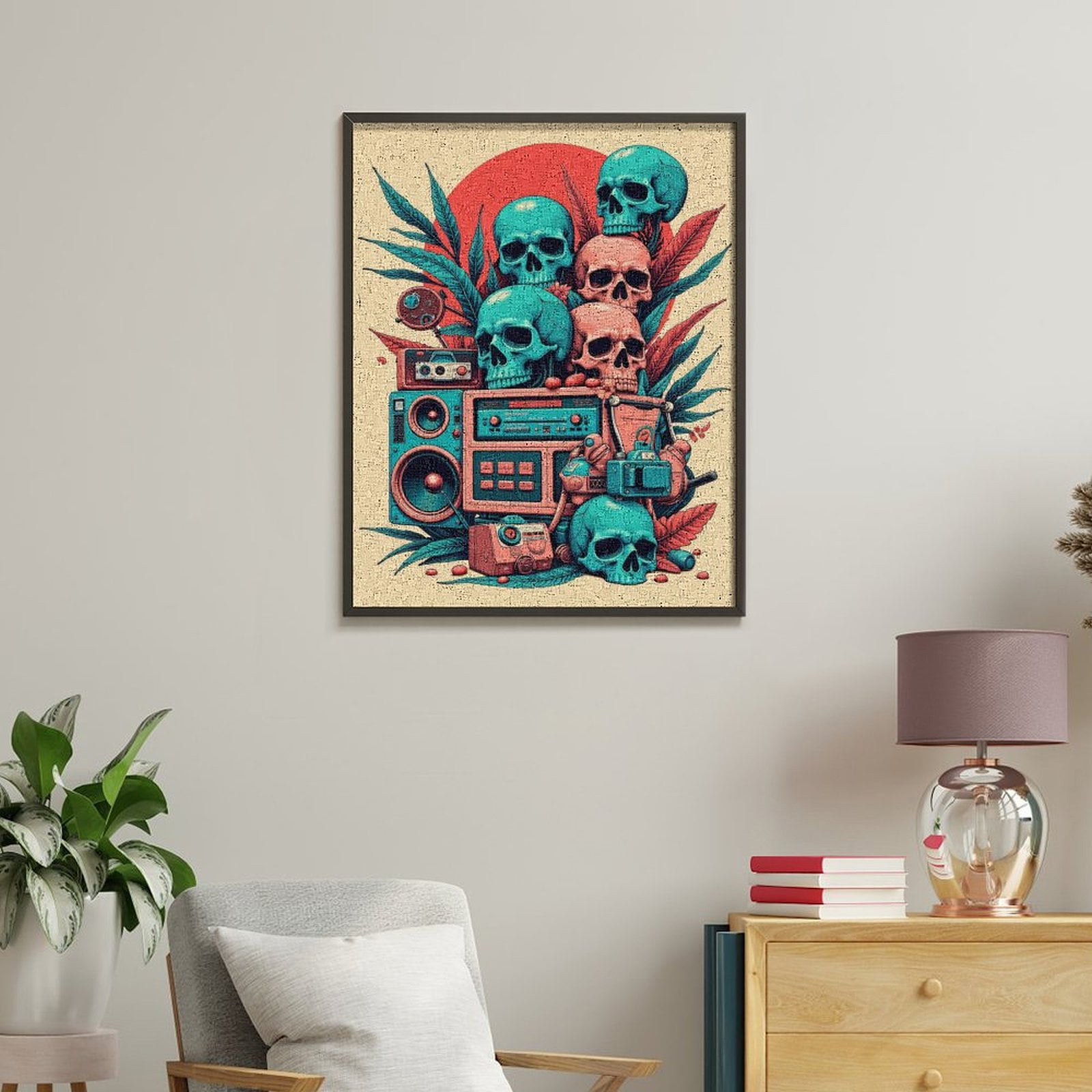 Paint By Numbers Kit for Adults Beginner - DIY Retro Skull Speaker Art Deco Canvas Painting Kits for Adults, Frameless Paint By Number for Adults for Home Wall Decor 16x20 Inch