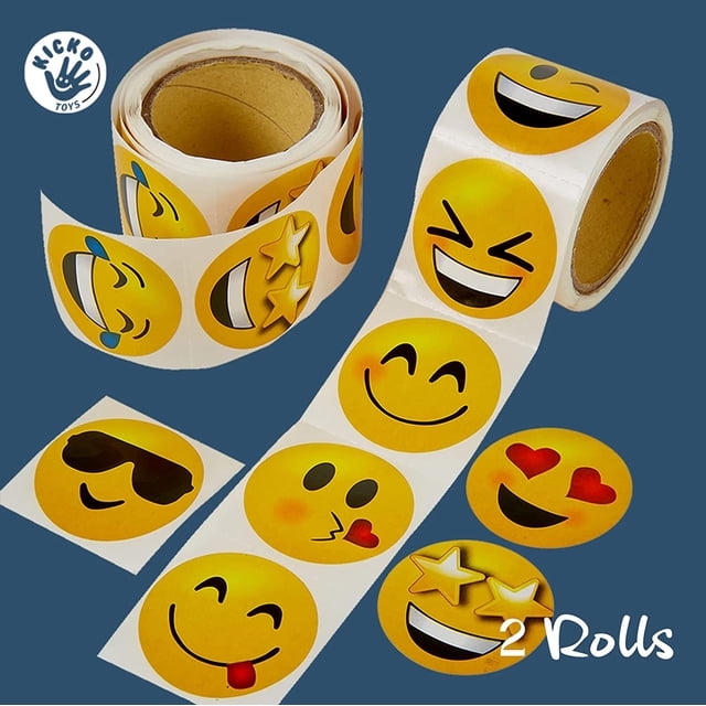 Kicko Rollo de Pegatinas de Emojis para Niños - 2 Rollos - Hojas de Emoticones Variadas - Regalos de Fiesta