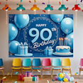 thumbnail image 3 of Blue Theme Happy 90th Birthday Banner Elegant Design for Birthday Celebration Party Decor Indoor Event, 3 of 7