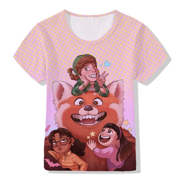 Disney Animation Turn Red Cartoon Animal Panda Impresión 3d Ropa para niños Regalos diarios Juego de rol Cumpleaños Manga corta Top150 Gao Jinjia LED