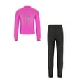 thumbnail image 2 of Miutii Kids Girls 2 Pieces Figure Skating Outfits Long Sleeve Zipper Jacket with Sparkly Pants Set Hot Pink 16, 2 of 9