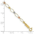 thumbnail image 3 of 14k Tri-Color Bracelet Fancy mm 7.5 in Oval Link Mirror Beads, 3 of 3