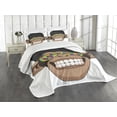 thumbnail image 3 of Ambesonne Funny Quilted Bedspread Set 3 Pcs, Hipster Monkey Glasses, Queen Size, Brown Black White, 3 of 5