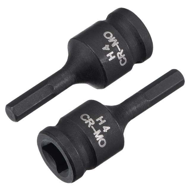 Unique Bargains 4mm Impact Hex Bit Socket, 1/4' Square Drive 35mm Length CR-MO Metric Sizes 2 Pack