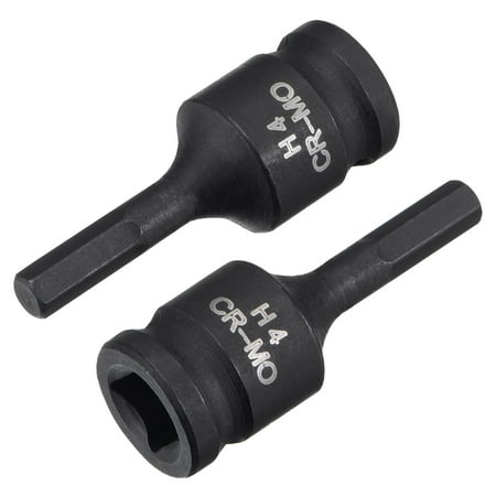 

Uxcell 4mm Impact Hex Bit Socket 1/4 Square Drive 35mm Length CR-MO Metric Sizes 2 Pack